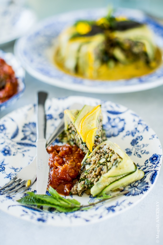 Charlotte de courgette et d'agneau à la menthe....Vous en prendrez bien une petite part ?